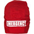 Red waterproof rain cover with white Emergency lettering for EP-FLEX backpacks