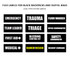 Flex label options for black backpacks, including Emergency, Trauma, First Aid, and Triage labels