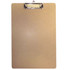 Wooden clipboard with low profile metal clip