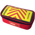 Red HygienePack emergency hygiene kit pouch with yellow chevron clear top