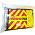 EmergencyPack 3 day emergency kit sealed in a clear bag with yellow chevron label