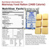 Nutritional information label for Mainstay 2400 calorie food ration with individual ration squares
