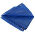 Folded blue 10 by 12 foot poly tarp with metal grommets