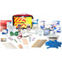 Contents of the TraumaPack first aid bag: bandages, gauze, scissors, gloves and dressings