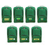 Green standard CERT backpacks displaying the available label options