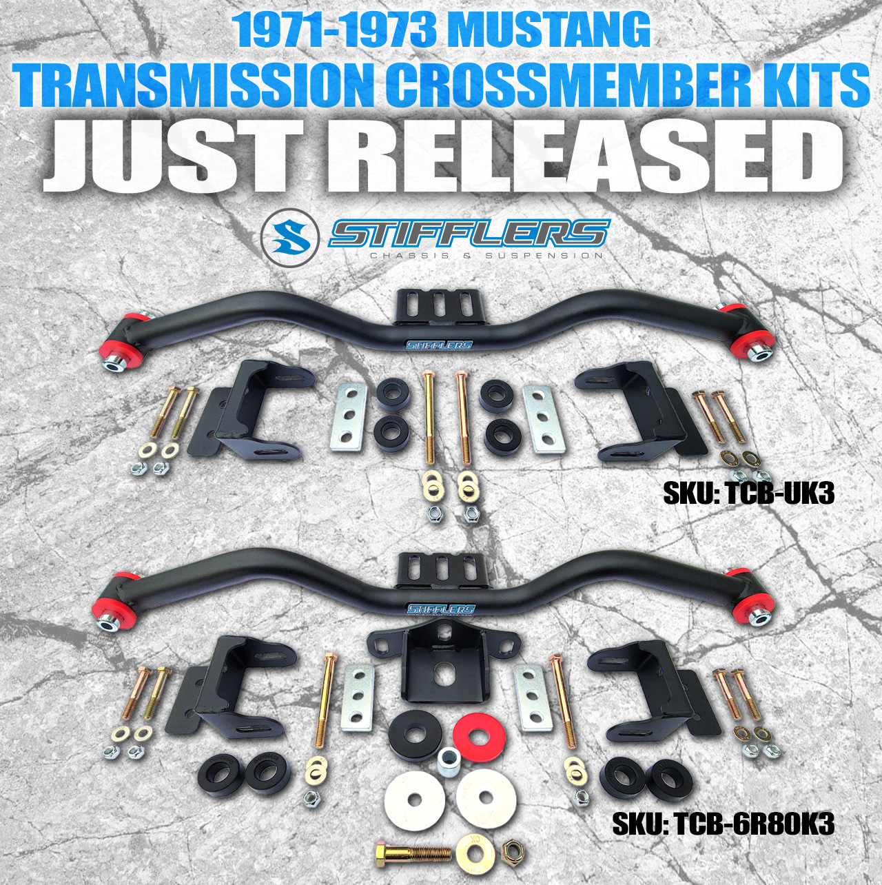 JUST RELEASED! Two New 1971-1973 Mustang Transmission Crossmember Kits 