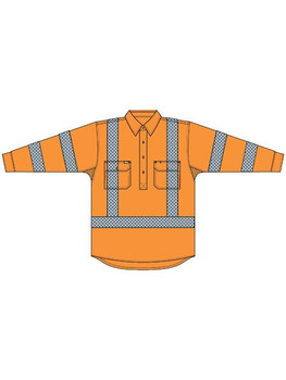 X Taped Closed Front Hi Vis Cool Lightweight Drill Shirt   BSC6166XT