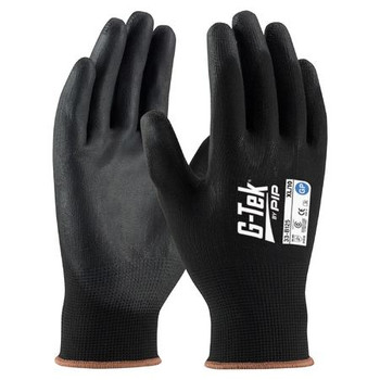 G-Tek 12x 13G Black Nylon GP Palm Dip Glove -  33-B125