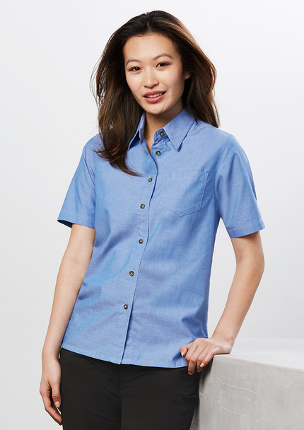 LADIES WRINKLE FREE CHAMBRAY SHORT SLEEVE SHIRT LB6200