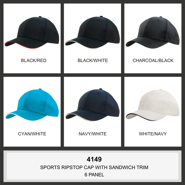 Sports Ripstop Cap with Sandwich Trim HW 4149