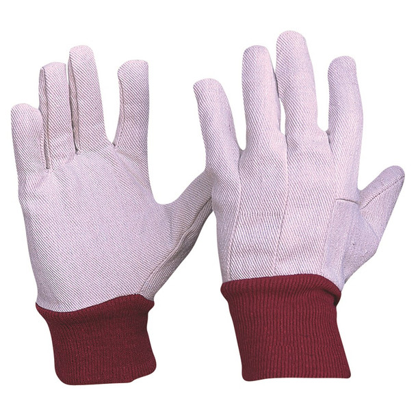 COTTON DRILL RED KNIT WRIST GLOVES LADIES SIZE  CDR9 12PK