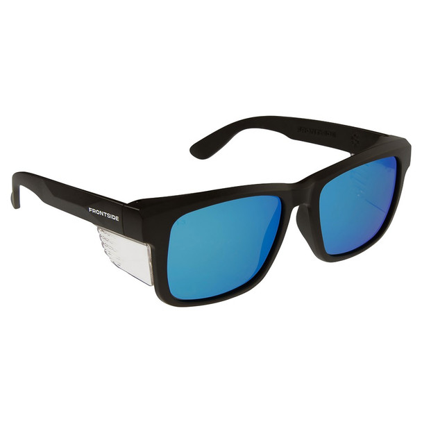 Safety Glasses Frontside Polarised Blue Revo Lens With Black Frame 6514