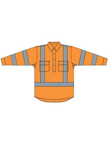 X Taped Closed Front Hi Vis Cool Lightweight Drill Shirt   BSC6166XT