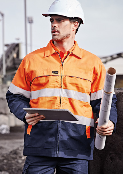 ZJ590 Mens Hi Vis Cotton Taped Drill Jacket