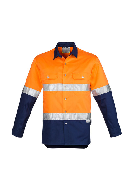 ZW123 Mens Hi Vis Vented Spliced Industrial Shirt - Hoop Taped