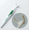 REACH Ultraclean Access Dentist Recommended Dental Flosser Starter Kit view of the while flosser handle and a zoomed view of the floss head