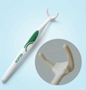REACH Ultraclean Access Dentist Recommended Dental Flosser Starter Kit view of the while flosser handle and a zoomed view of the floss head