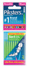 Photo of a Piksters Green Size 6 interdental brush 10-pack, displaying several green-handled brushes with bristled tips, neatly arranged in a clear plastic case with product branding visible. View of the package.