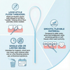 GUM Eez-Thru Floss Threaders for Braces, Bridges, Implants and Fixed Retainers, Flexible Loop Floss Threader Guides for Easy Under-Wire Access and Complete infographic of floss threader's features