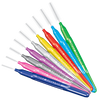 Pikster shows the complete line of interdental brushes in a fan layout.