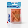 Jordan Dental Wooden Sticks Table Pack - 125 Unflavored Sticks - Regular Size in Plastic Container - Made in Norway. View of the container in the packaging