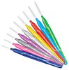 Pikster shows the complete line of interdental brushes in a fan layout.