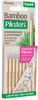 Piksters Pink Size 00 XX-Fine Bamboo Interdental Brushes – close-up image showing package of  ultra-thin soft bristles attached to eco-friendly bamboo handles with flexible wire cores, designed for precise cleaning of extra-narrow spaces between teeth, braces, and dental implants in an 8-pack.