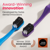 Edel+White Cleancurl 3D toothbrush view of a dentist. Award-winning innovation. Developed by Swiss dental innovators. Winner of the 2020 Good Design Award