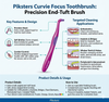 Infographic of Piksters Curvie Focus Toothbrush in use