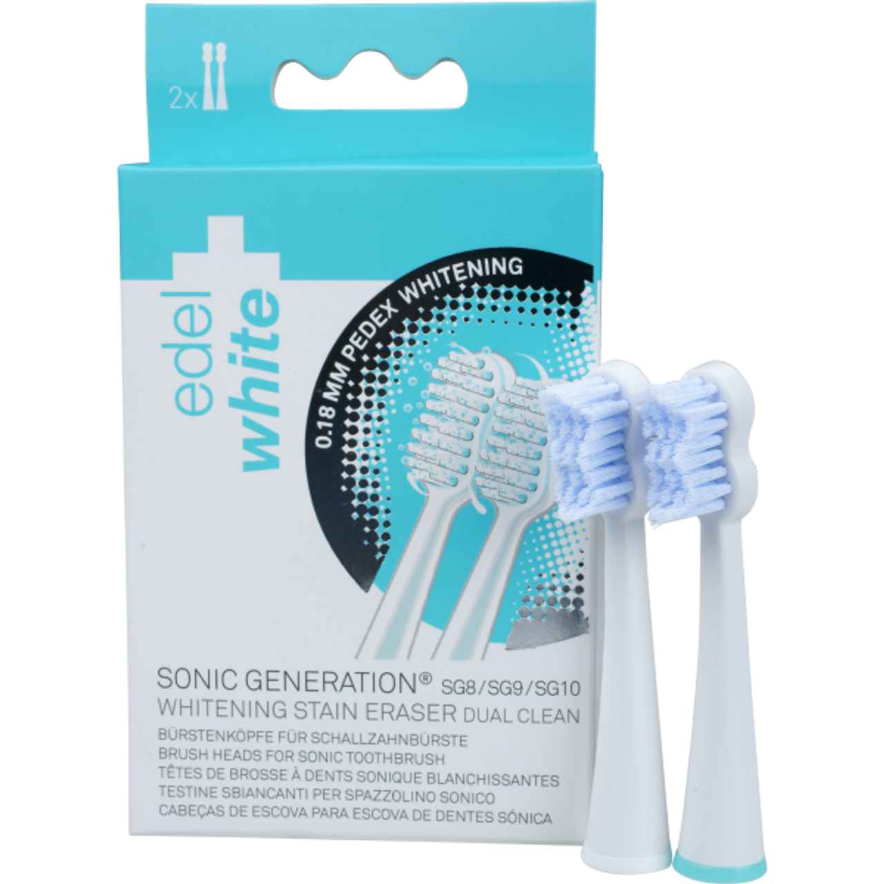Edel+White-SG8 Sonic Generation 8 Sonic Whitening Stain Eraser Replacement  Brush Heads - 2-Pack (E+W SG2W- Sonic Whitening Stain Eraser)