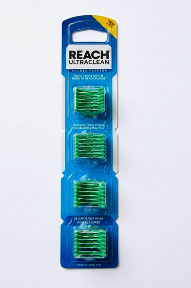 Daily Flosser Refill Heads Mint – 28 Snap‑On Replacement Tips for Reach / Listerine Access Flosser handles for Easy Plaque Removal & Fresh Breath.