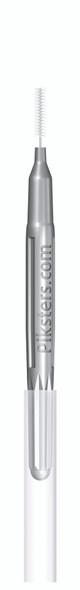 Piksters Silver Size 0 Interdental Brushes 10 pack featuring ultra-thin, durable coated wire and soft bristles designed for gentle, effective cleaning of narrow spaces between teeth, braces, implants, and dental appliances to promote gum health. View of a single interdental brush