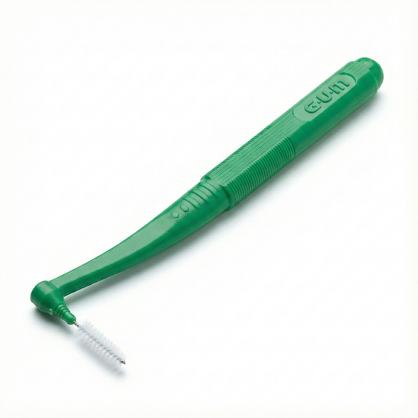 GUM® Go-Betweens Angled Tapered Green Interdental Brush #3014 - Precision Cleaning for Healthy Gums and Teeth view of toothbrush