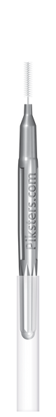 Piksters Silver Size 0 XFine Interdental Brushes – 40 pack showing ultra-thin soft bristles attached to slim flexible wire and ergonomic handles, designed for precise cleaning of extra-narrow spaces between teeth, braces, and dental appliances. Detailed view of the interdental brush