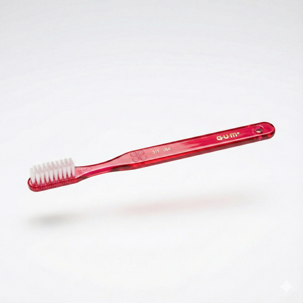 GUM 311 Classic Toothbrush – Compact Head, Soft 3-Row Bristles for Gentle Cleaning, Gum Massage, & Oral Hygiene, Dentist Recommended - Made in USA view of toothbrush