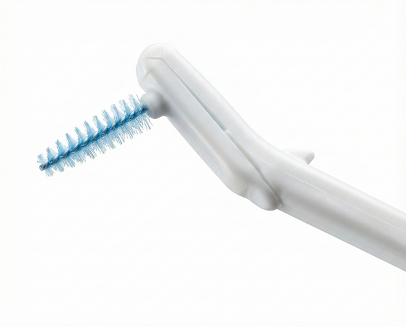 GUM Proxabrush Handle - Plastic Single Ended -#611 - zoomed view of the brush clip mechanism