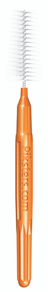 Piksters Orange Size 8 Interdental Brushes showing an orange-handled brush with extra-large brush heads arranged next to compact packaging, designed for cleaning very wide gaps between teeth, braces, implants, and bridges.