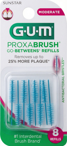 GUM Go-Betweens Proxabrush Moderate Refills #612 - Tapered - 8 Pack view of the front of the package