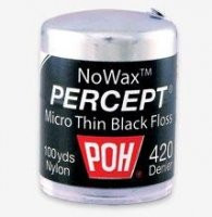 POH Percept Micro-Thin 420 Black NoWax Dental Floss - 100yds