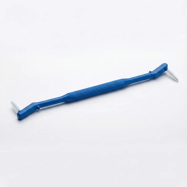 GUM Proxabrush Plastic Double Ended #605 Handle | Go-Between Cleaner | Dual-Ended Interdental Brush Handle | Compatible with 414, 612, 614 Refills view of a blue handle