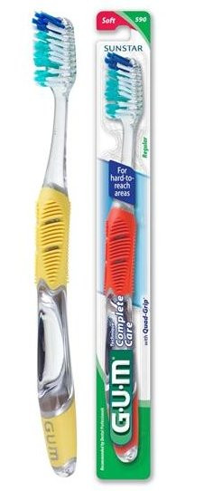 GUM® 590 Technique+ Soft Full Head Toothbrush - Professional Dental Care with Advanced Bristle Technology, Quad-Grip Handle, and Comprehensive Cleaning for Maximum Plaque Removal and Gum Health view of toothbrush