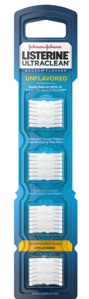  Reach / Listerine Access Daily Flosser UnFlavored Refill Pack of 28 Snap on Heads