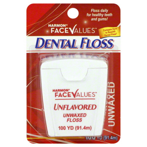 Harmon Unwaxed Unflavored Dental Floss - 100 Yard Spool of Premium Nylon Thread for Effective Plaque Removal and Superior Oral Hygiene - Dentist Recommended for Daily Use view of the package