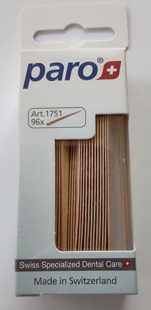 Paro MICRO-STICKS Ultra-Thin Wooden Dental Sticks – 96 Pack Sustainable Swiss Lindenwood Interdental Cleaners – Precision-Honed, Flexible Toothpicks for Tight Spaces, Effective Plaque Removal, Gum Health, and Fresh Breath Daily Oral Care- Swiss-Made view of package
