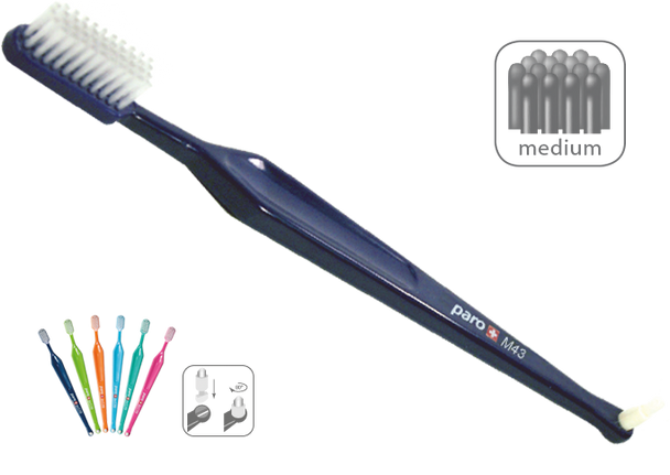 Paro M43 Medium 4-Row Toothbrush with Interspace Brush F - #708