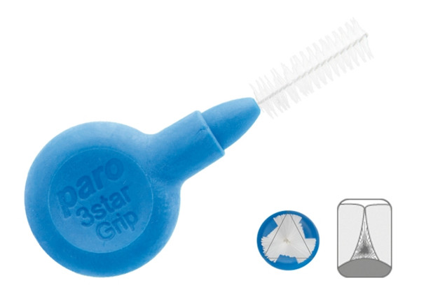Paro 3Star Grip, X-Fine, Blue, Triangular, 3.5 mm Interdental Brushes -#1093