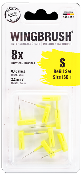 Wingbrush 2.0 ISO-1 Small Interdental Brush Refill Set - 8 Brushes - New Improved Version 2