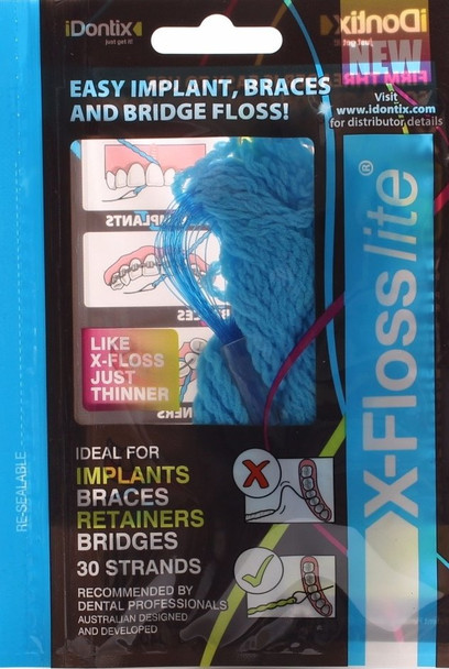 Idontix X-Floss Lite Easy Bridge and Implant Floss  view of front of package