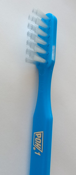 POH #1 Adult Soft Staggered Head Toothbrush - 3-Row Spaced Bristles - Gentle on Gums - USA Made view of bristle head