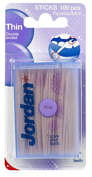 Jordan Dental Wooden Sticks Mint Thin Size KleenTeeth